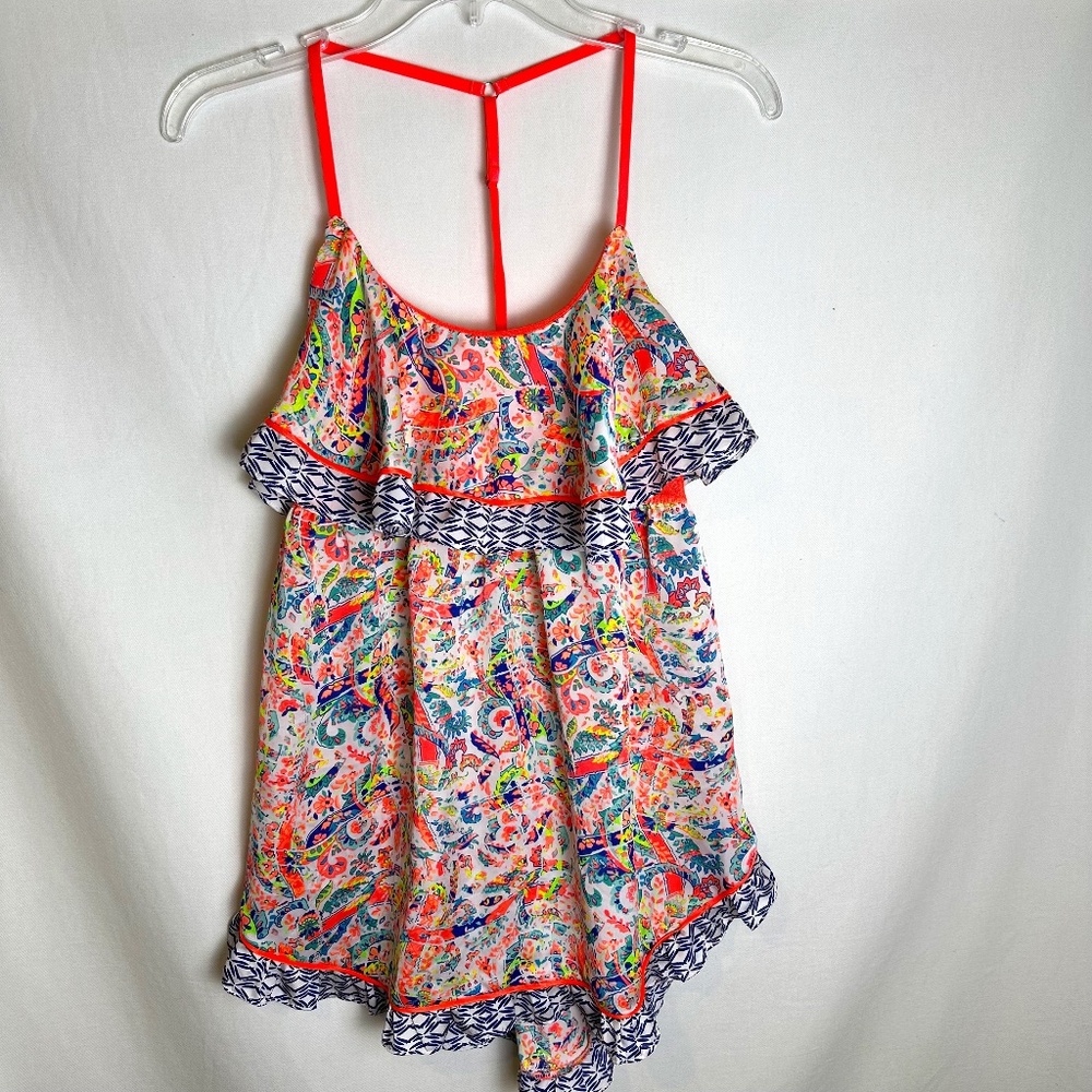 VICTORIA'S SECRET Neon Paisley Multi Print Short Nightgown Lingerie | Sz L